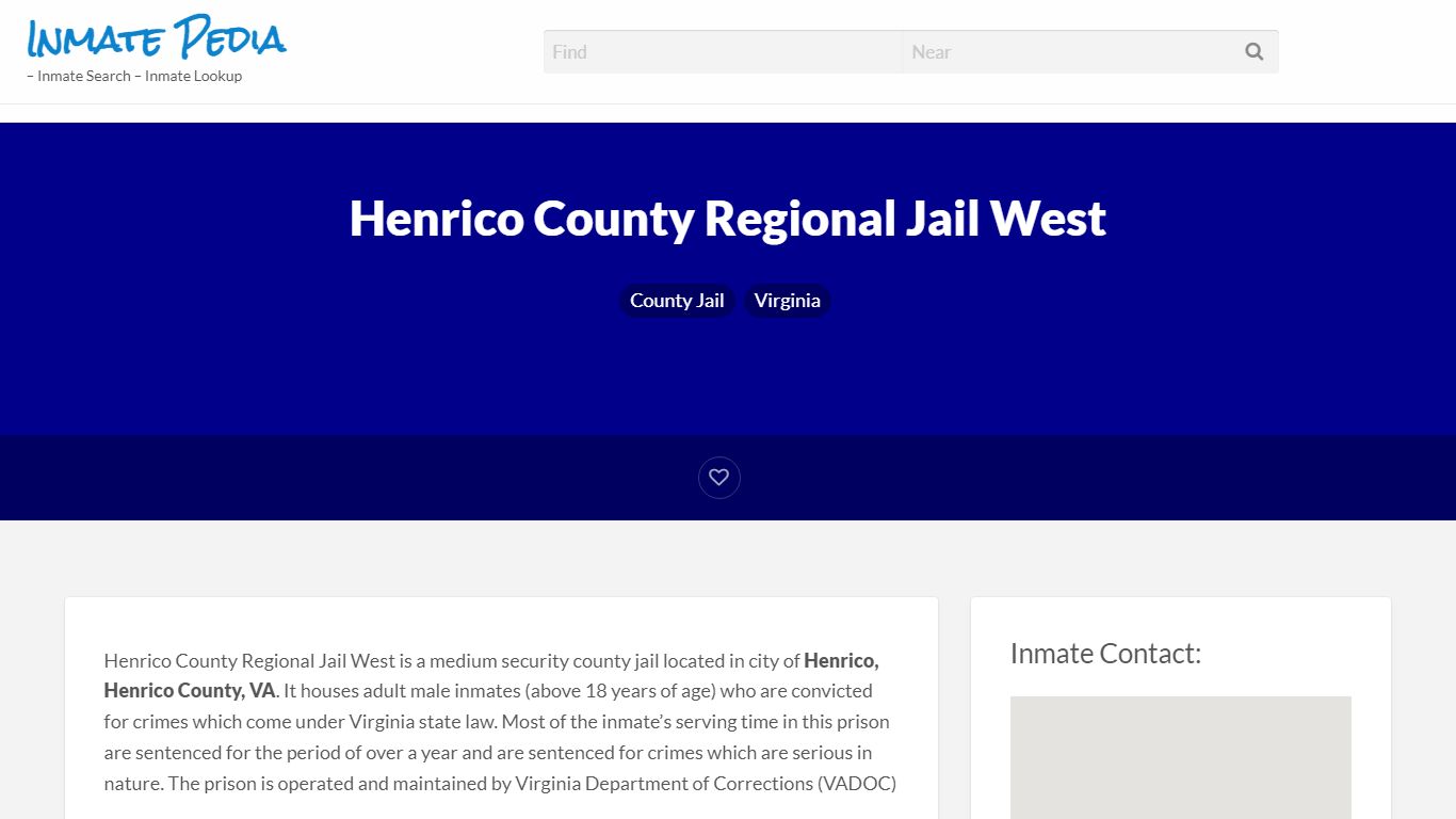 Henrico County Regional Jail West – Inmate Pedia – Inmate ...
